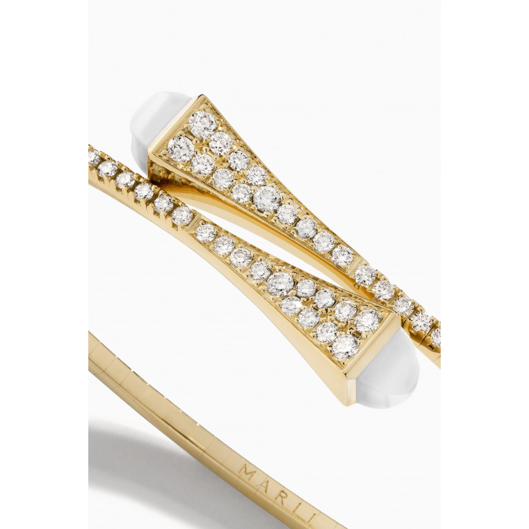 Marli - Cleo Diamond Slim Slip-on Bracelet with White Agate in 18kt Yellow Gold