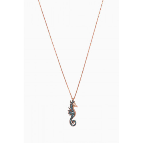 Bee Goddess - Rose-Gold & Blue-Diamond Seahorse Necklace
