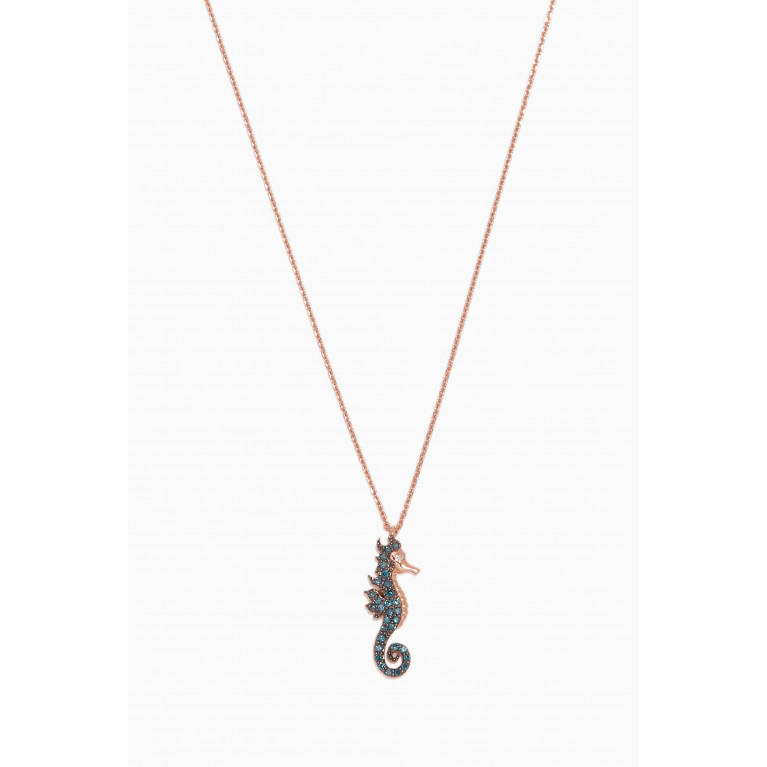 Bee Goddess - Rose-Gold & Blue-Diamond Seahorse Necklace