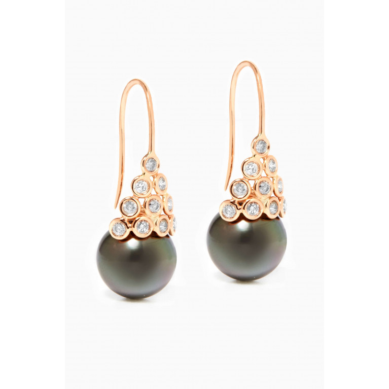 Robert Wan - Mirandole Pearl Earrings with Diamonds in 18kt Rose Gold Rose Gold