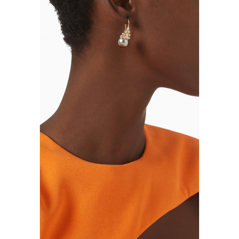 Robert Wan - Zoja Mirandole Pearl Diamond Earrings in 18kt Yellow Gold Yellow