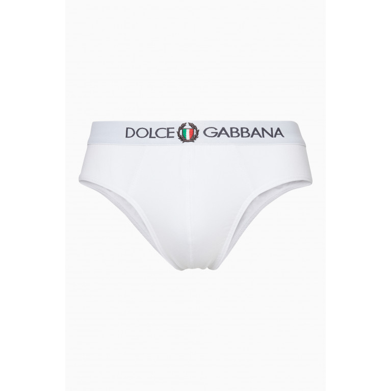 Dolce & Gabbana - White Sports Crest Logo Brando Briefs White