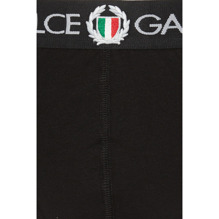 Dolce & Gabbana - Black Sports Crest Logo Brando Briefs Black