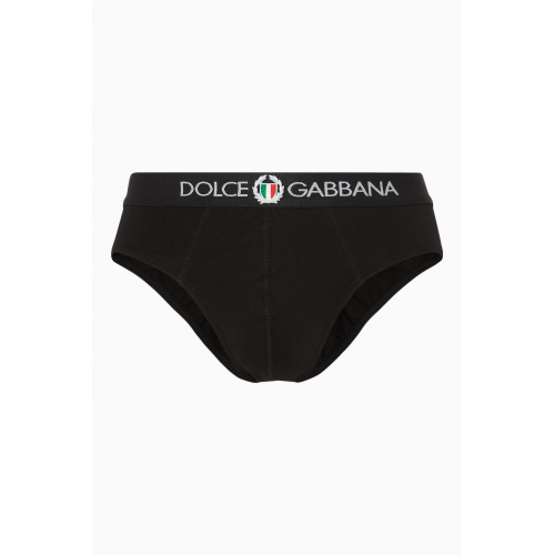 Dolce & Gabbana - Black Sports Crest Logo Brando Briefs Black