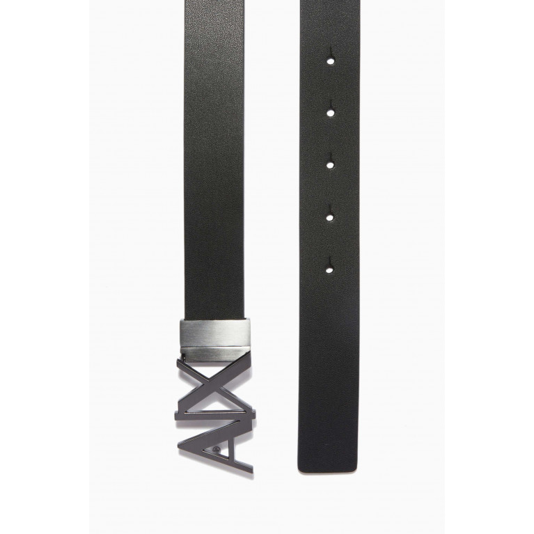 Armani Exchange - Logo Hinge Belt in Leather Black