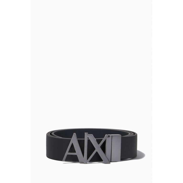 Armani Exchange - Logo Hinge Belt in Leather Black