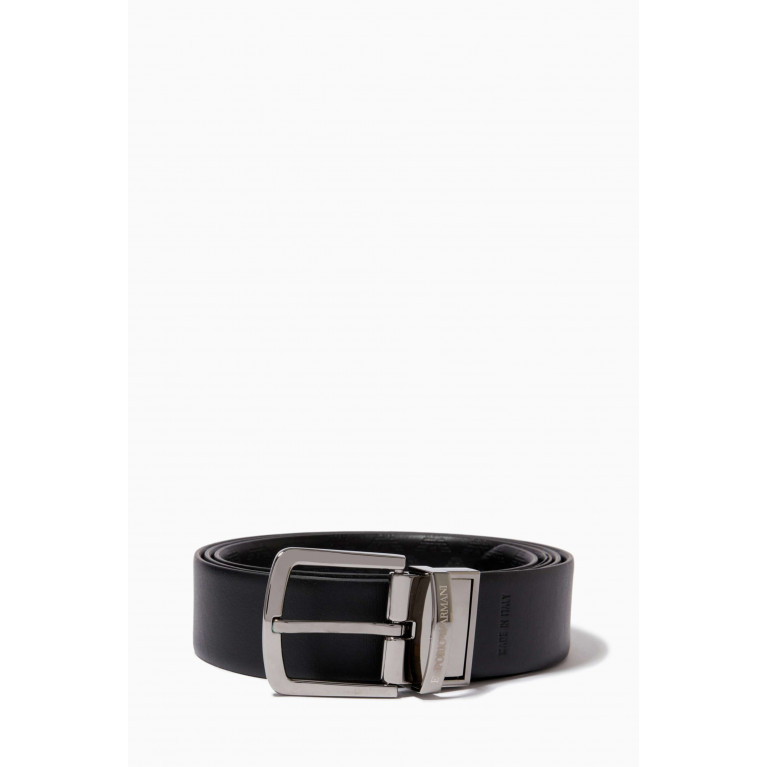 Emporio Armani - All-Over Logo Reversible Belt Black