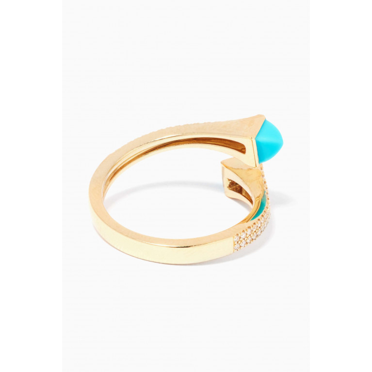 Marli - Cleo Diamond Slim Ring with Turquoise in 18kt Yellow Gold