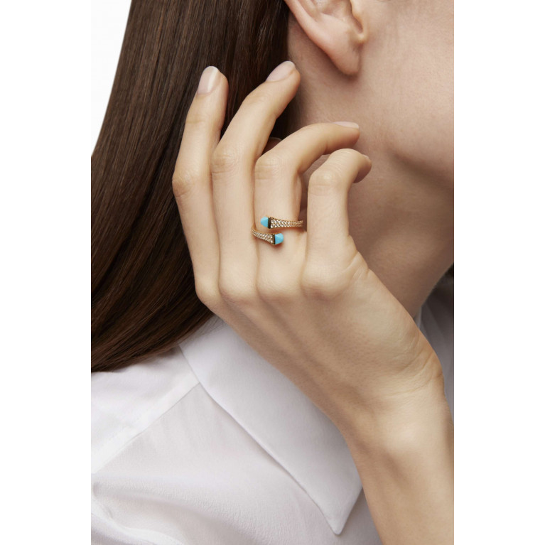 Marli - Cleo Diamond Slim Ring with Turquoise in 18kt Yellow Gold