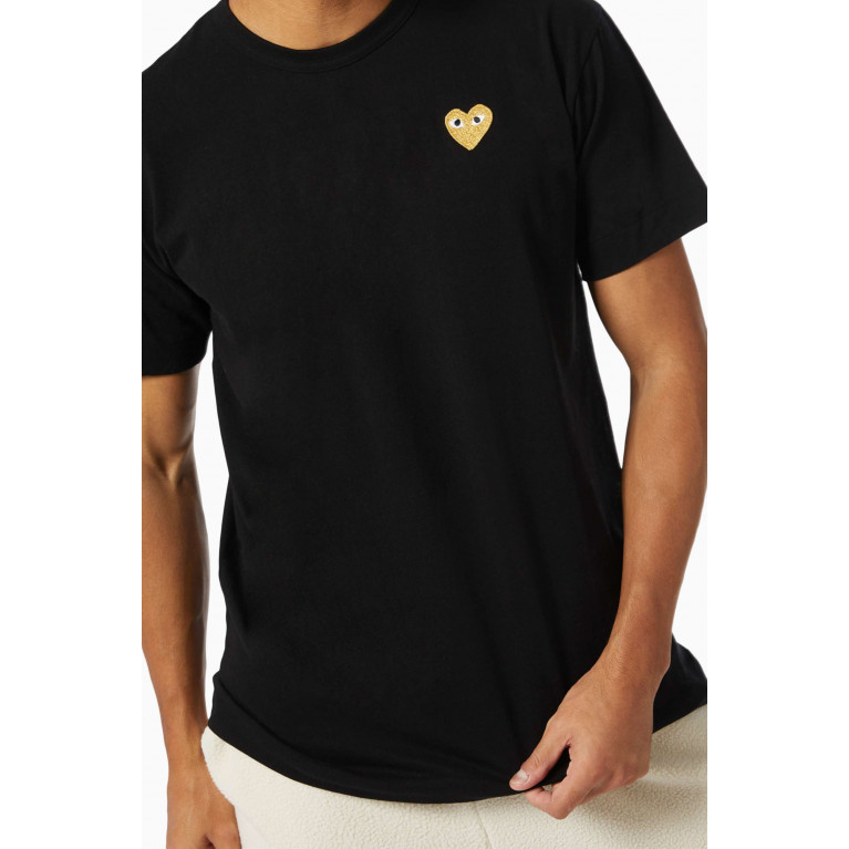 Comme des Garçons PLAY - Logo Appliqué Cotton T-shirt Black