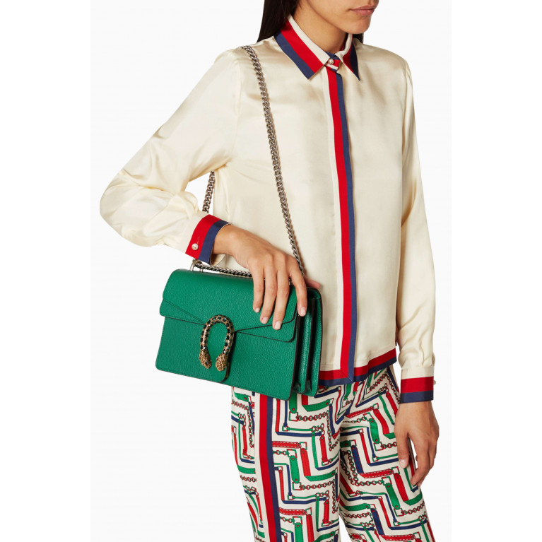 Gucci - Green Dionysus Textured Leather Shoulder Bag Multicolour