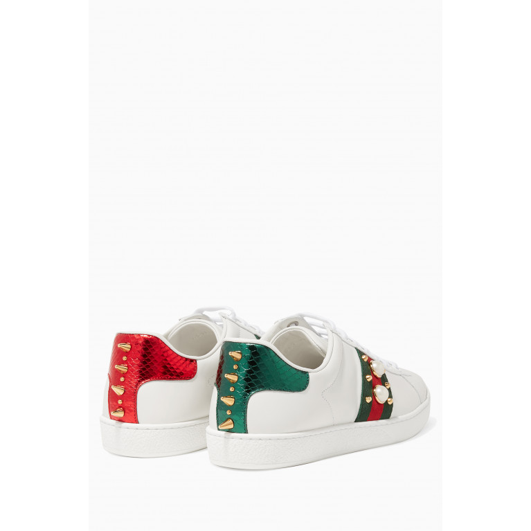 Gucci - White Ace Studded Leather Low-top Sneakers