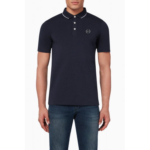 Armani Exchange - Circle Logo Jersey Polo Shirt Blue