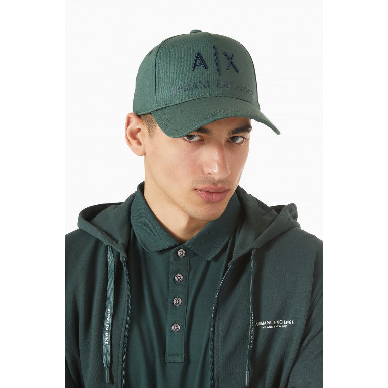 Armani - Logo Baseball Cap in Cotton Twill Green