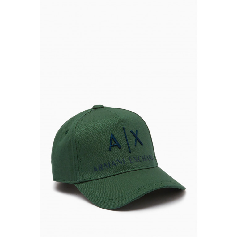 Armani - Logo Baseball Cap in Cotton Twill Green