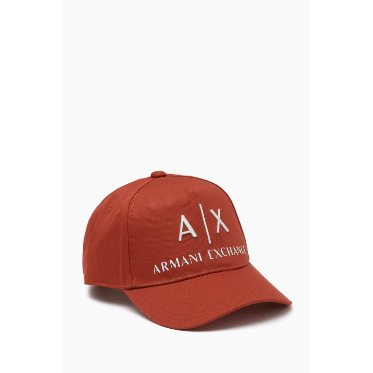 Armani - Logo Baseball Cap in Cotton Twill Red