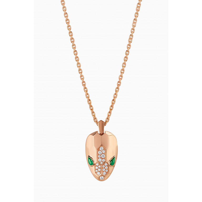 Bvlgari - Rose-gold Serpenti Malachite & Pavé Diamond Necklace