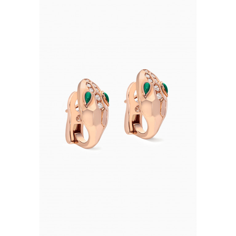 Bvlgari - Rose-Gold, Malachite & Diamond Pavé Serpenti Seduttori Earrings