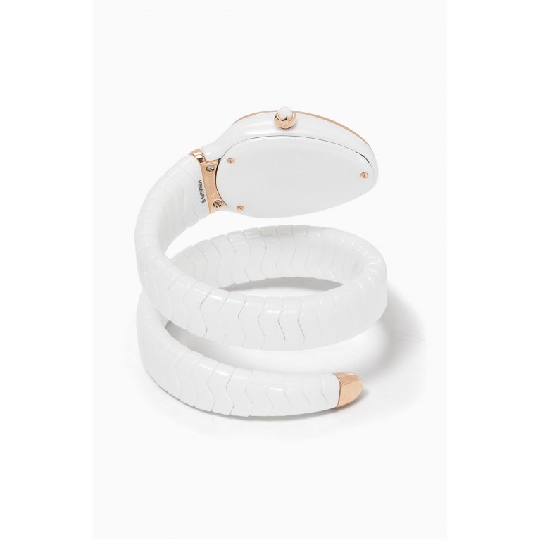 Bvlgari - Rose-Gold, White Ceramic & Diamond Serpenti Spiga Watch
