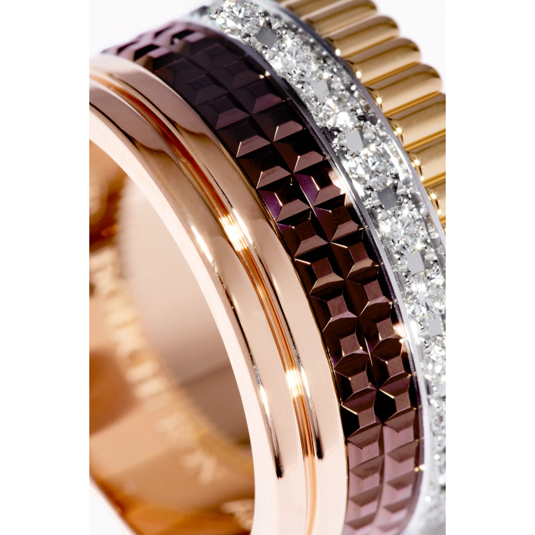 Boucheron - Yellow, White & Rose-Gold Diamond Pavé Large Quatre Ring