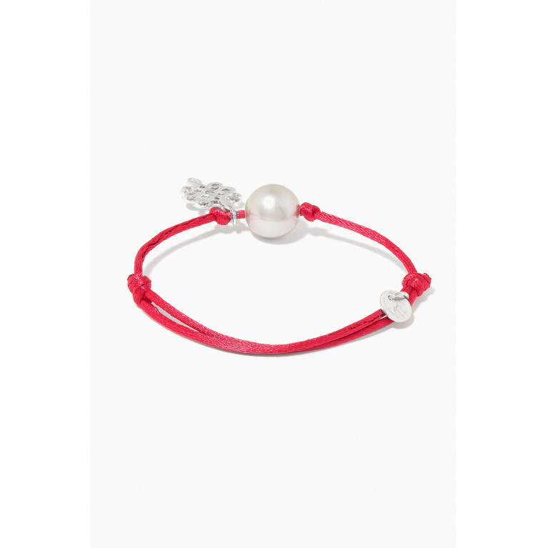 Robert Wan - Dark-Pink Pearl & Silver Charm Bracelet