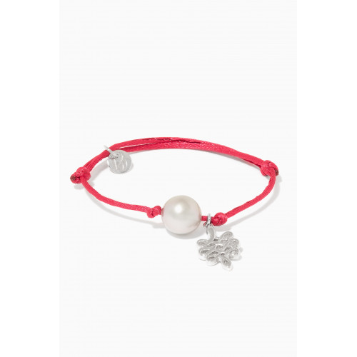 Robert Wan - Dark-Pink Pearl & Silver Charm Bracelet