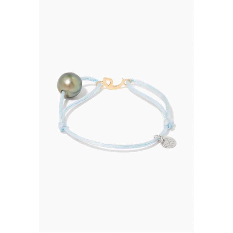Robert Wan - Pastel-Blue Pearl & W Initial Charm Bracelet
