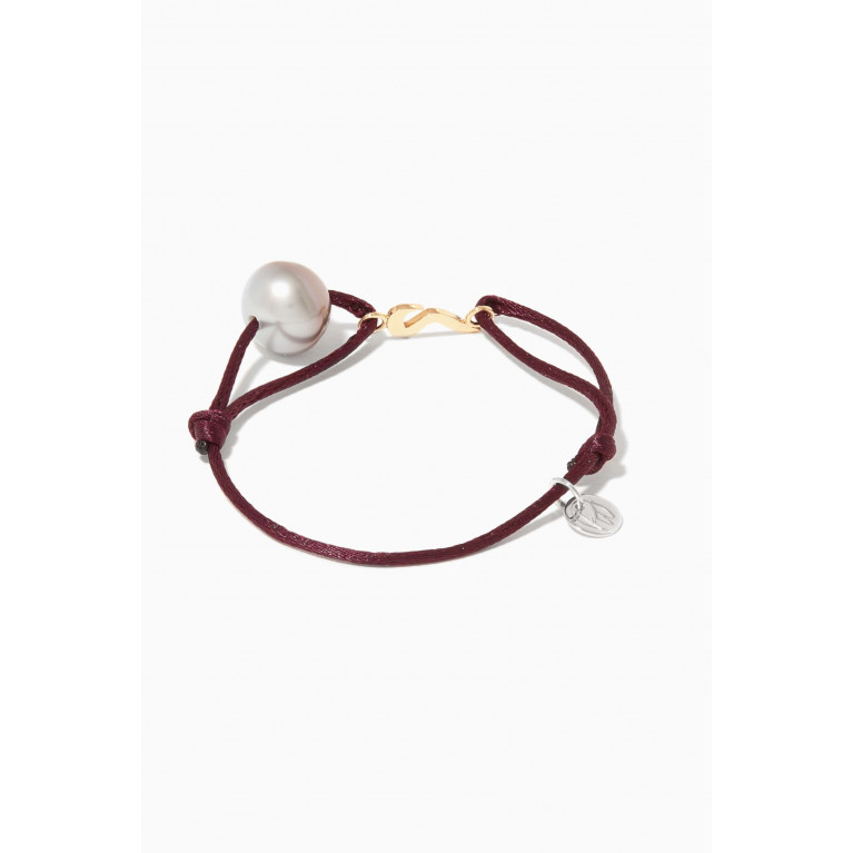 Robert Wan - Burgundy Pearl & M Initial Charm Bracelet