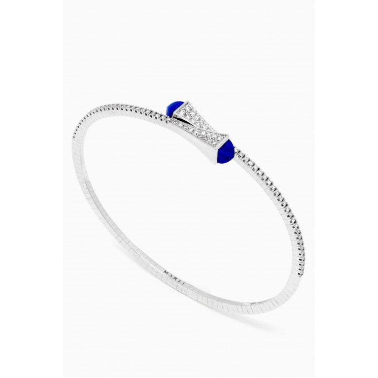 Marli - Cleo Lapis Lazuli Diamond Slim Slip-on Bracelet in 18kt White Gold