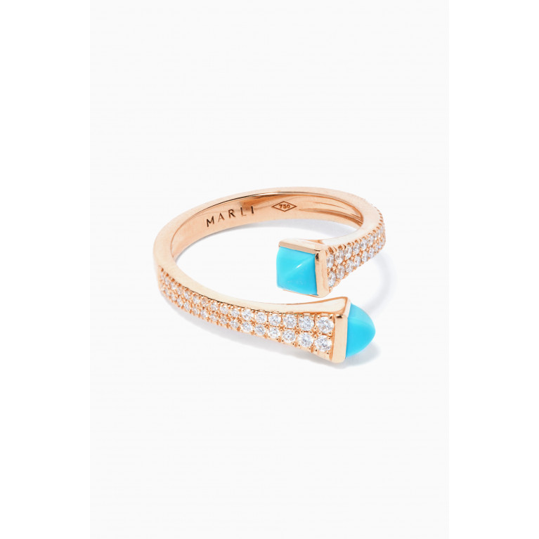 Marli - Cleo Diamond Wrap Ring with Turquoise in 18kt Rose Gold