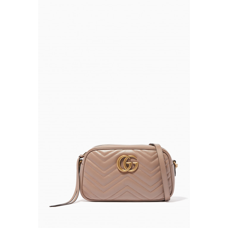 Gucci - Beige Leather Small GG Marmont Shoulder Bag Neutral