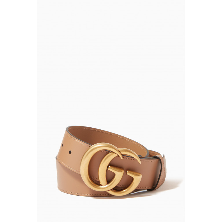 Gucci - GG Marmont Wide Belt in Leather Pink