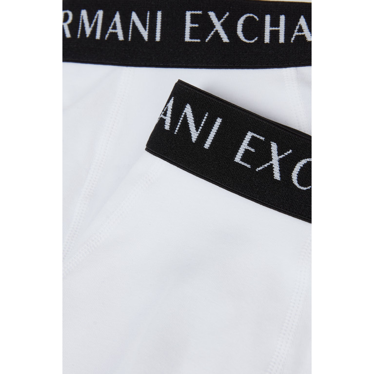Armani Exchange - Logo Band Jersey Boxer Briefs, Set of 2 White
