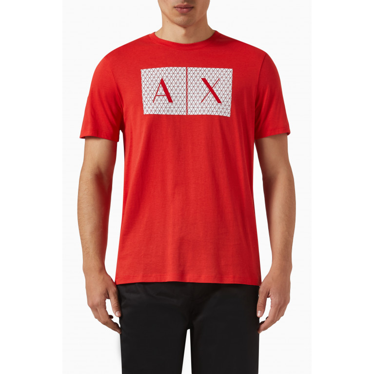 Armani Exchange - Tessellated Logo T-shirt in Cotton Red