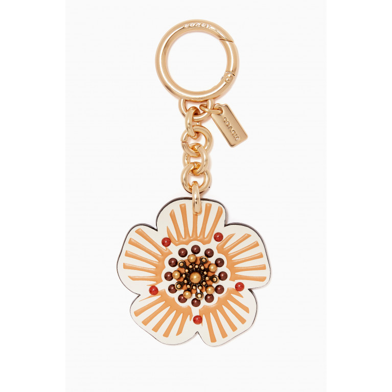 Coach - Willow Tea Rose Bag Charm in Leather White