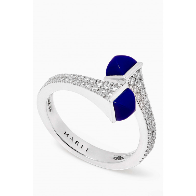 Marli - Cleo Lapis Lazuli Diamond Wrap Ring in 18kt White Gold
