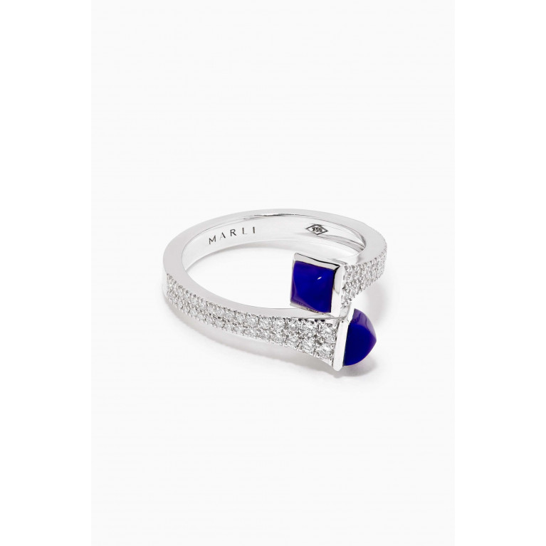 Marli - Cleo Lapis Lazuli Diamond Wrap Ring in 18kt White Gold