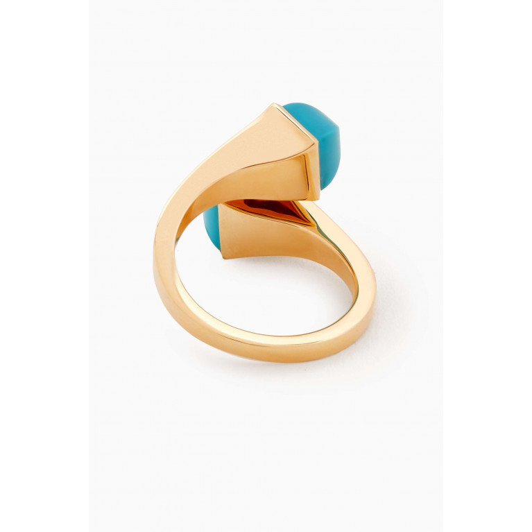 Marli - Cleo Diamond & Turquoise Wrap Ring in 18kt Gold