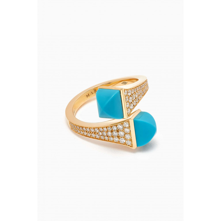 Marli - Cleo Diamond & Turquoise Wrap Ring in 18kt Gold