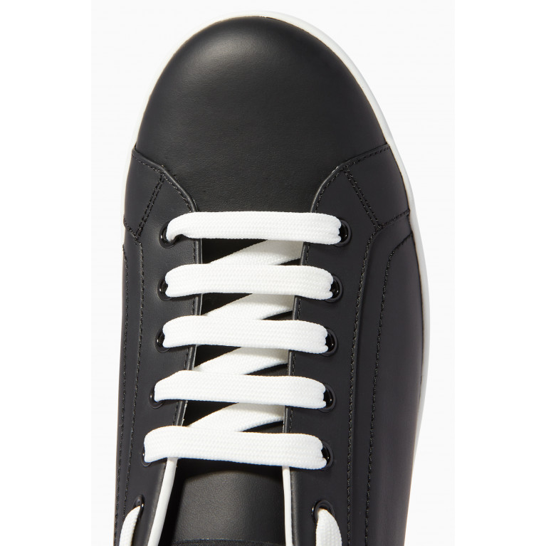 Dolce & Gabbana - Black & Silver Portofino Logo Sneakers Silver