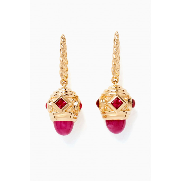 David Yurman - Gold & Ruby Renaissance Drop Earrings