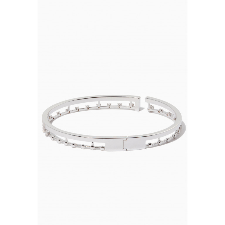 Marli - Avenues Diamond Open Hinged Bracelet in 18kt White Gold