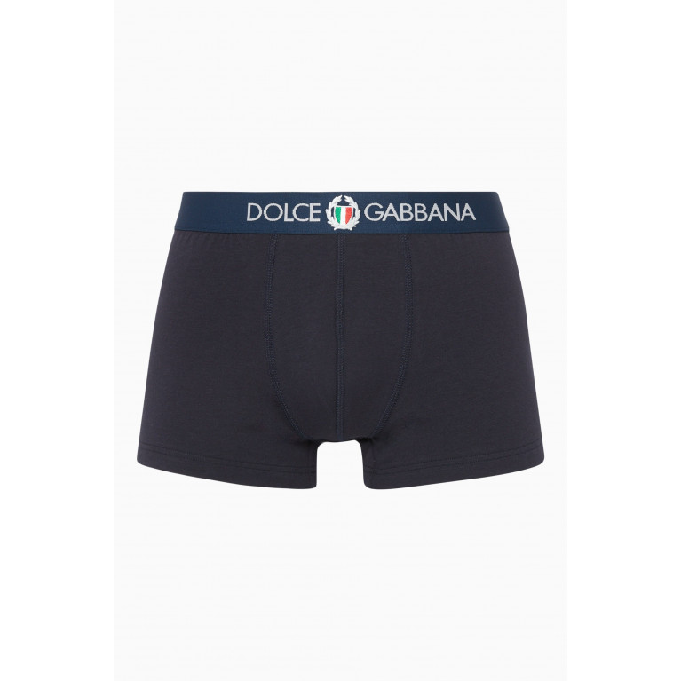Dolce & Gabbana - Navy Sports Crest Logo Boxers Blue