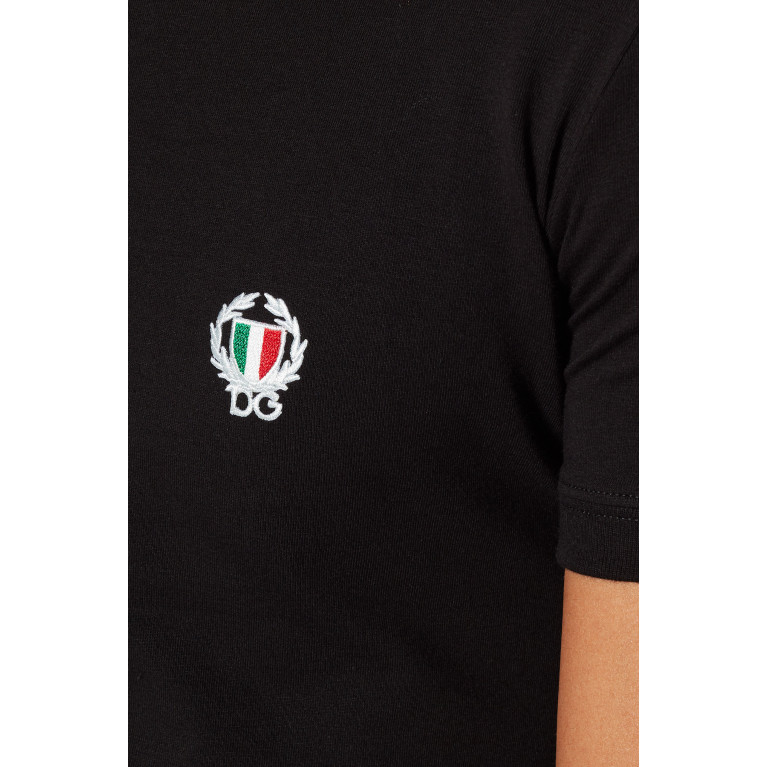 Dolce & Gabbana - Black Sports Crest Logo Crew T-Shirt Black