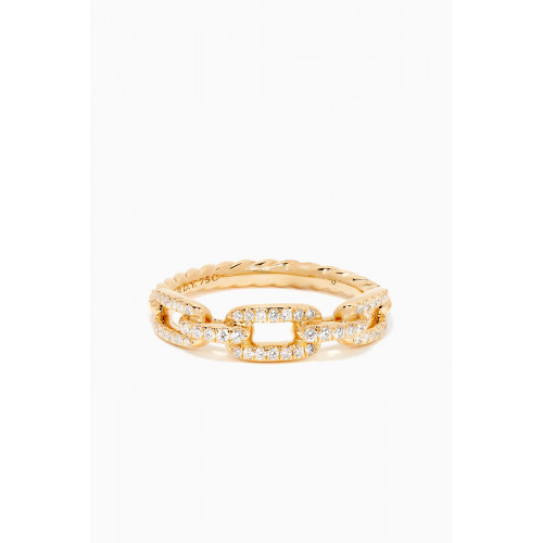 David Yurman - Stax Single Row Diamond Pavé Chain Link Ring in 18kt Yellow Gold, 4.5mm