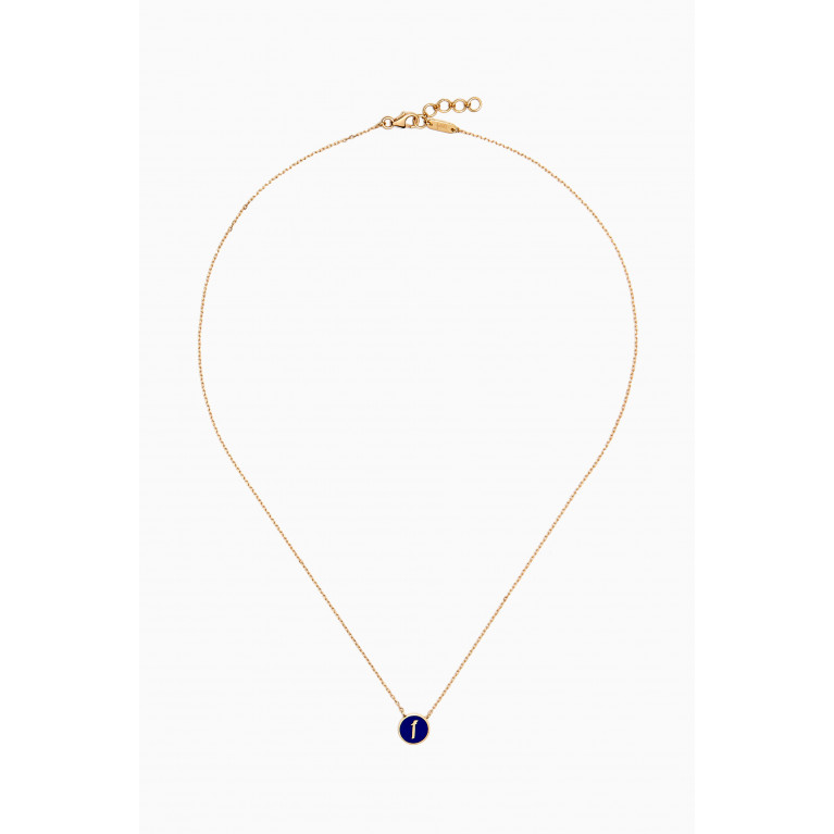 Bil Arabi - Mina "Alef" Enamel Necklace in 18kt Gold Blue