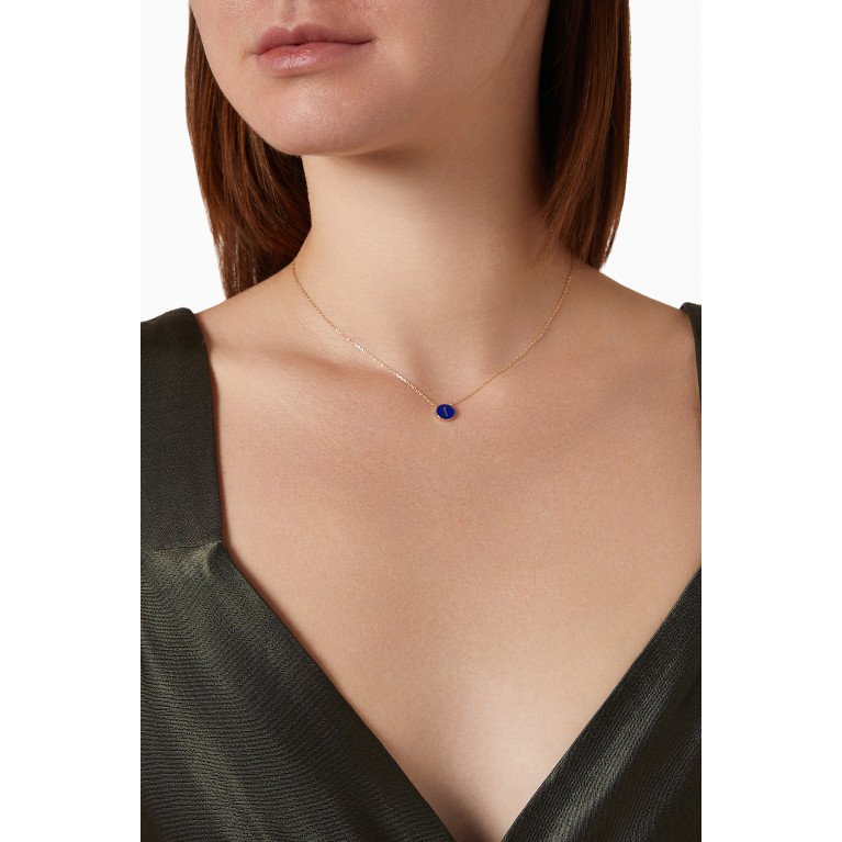 Bil Arabi - Mina "Alef" Enamel Necklace in 18kt Gold Blue