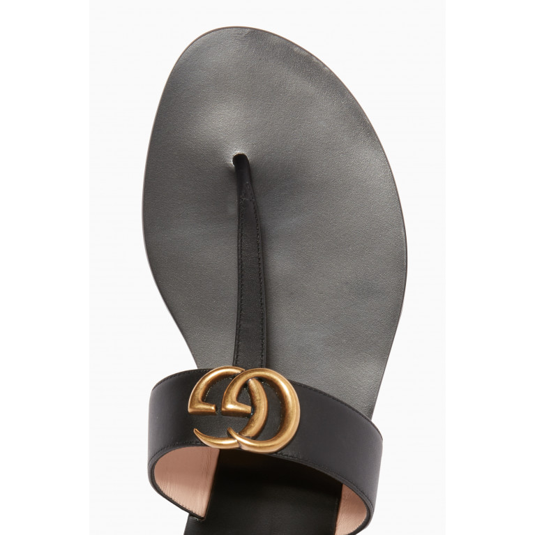 Gucci - Black Marmont GG Leather Sandals Black