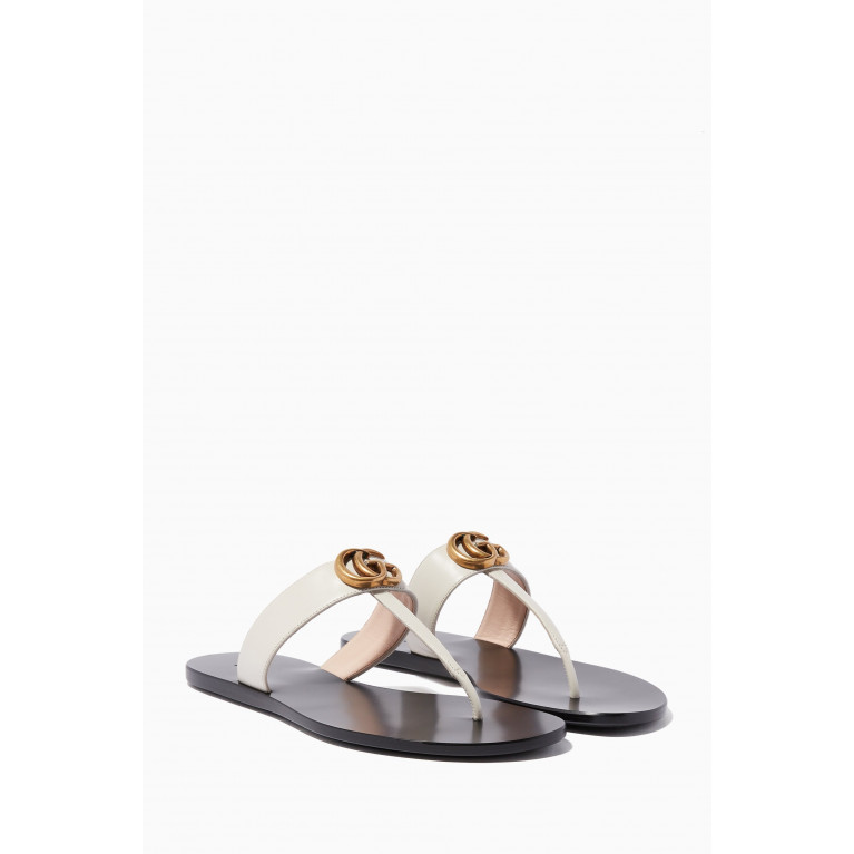 Gucci - White Marmont GG Leather Sandals White