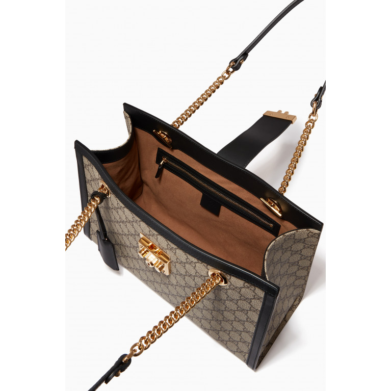 Gucci - Medium Padlock GG Shoulder Bag in Canvas Black